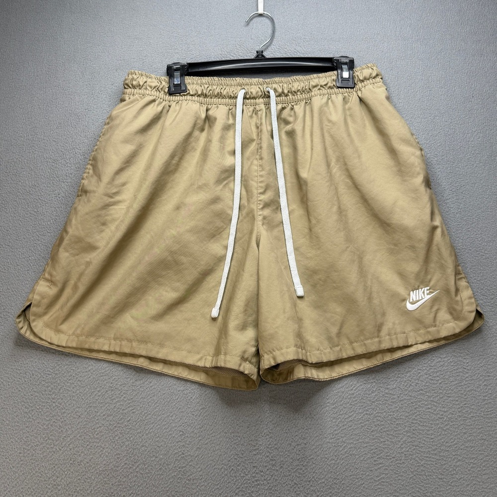 Nike Sportswear Woven Flow Shorts Mens XL Khaki Tan Polyester Athletic Casual